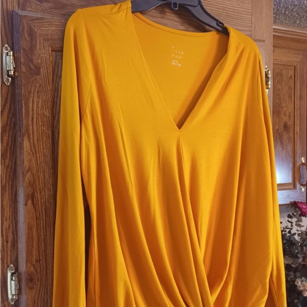Vibrant Mustard color V-Neck Blouse